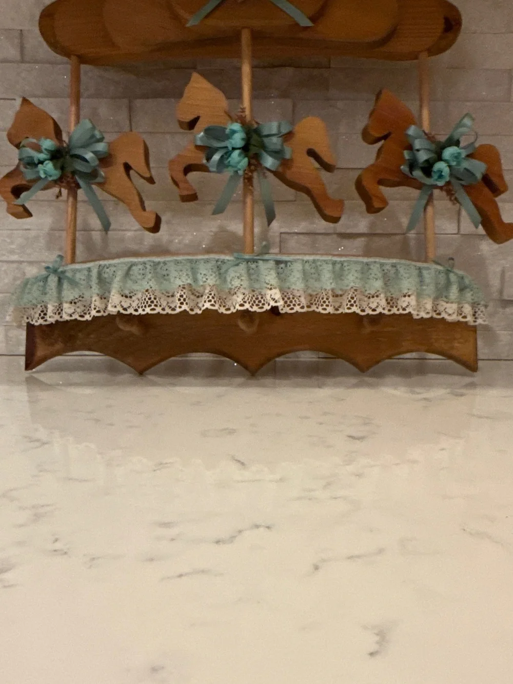 Wooden Horse Carousel Wall Shelf Peg Rack Nursery Decor Handmade  Cottagecore
